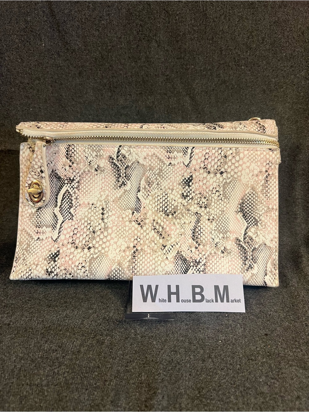 WHBM Snake-Print Convertible Wristlet Clutch in Light Pink - Picture 1 of 3